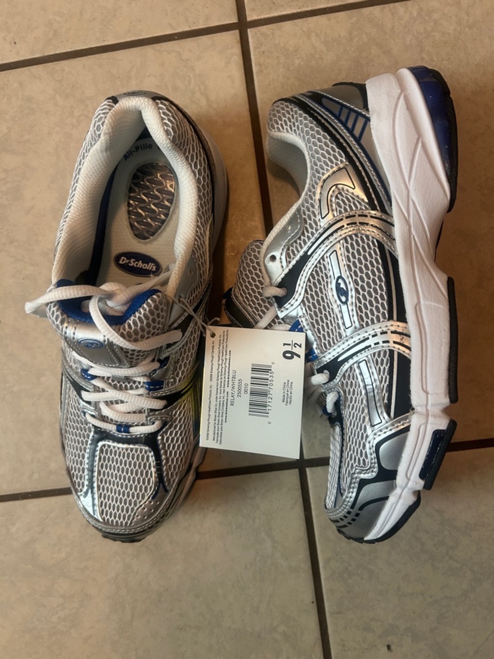 Dr. Scholl's Silver and Blue Athletic Sneakers